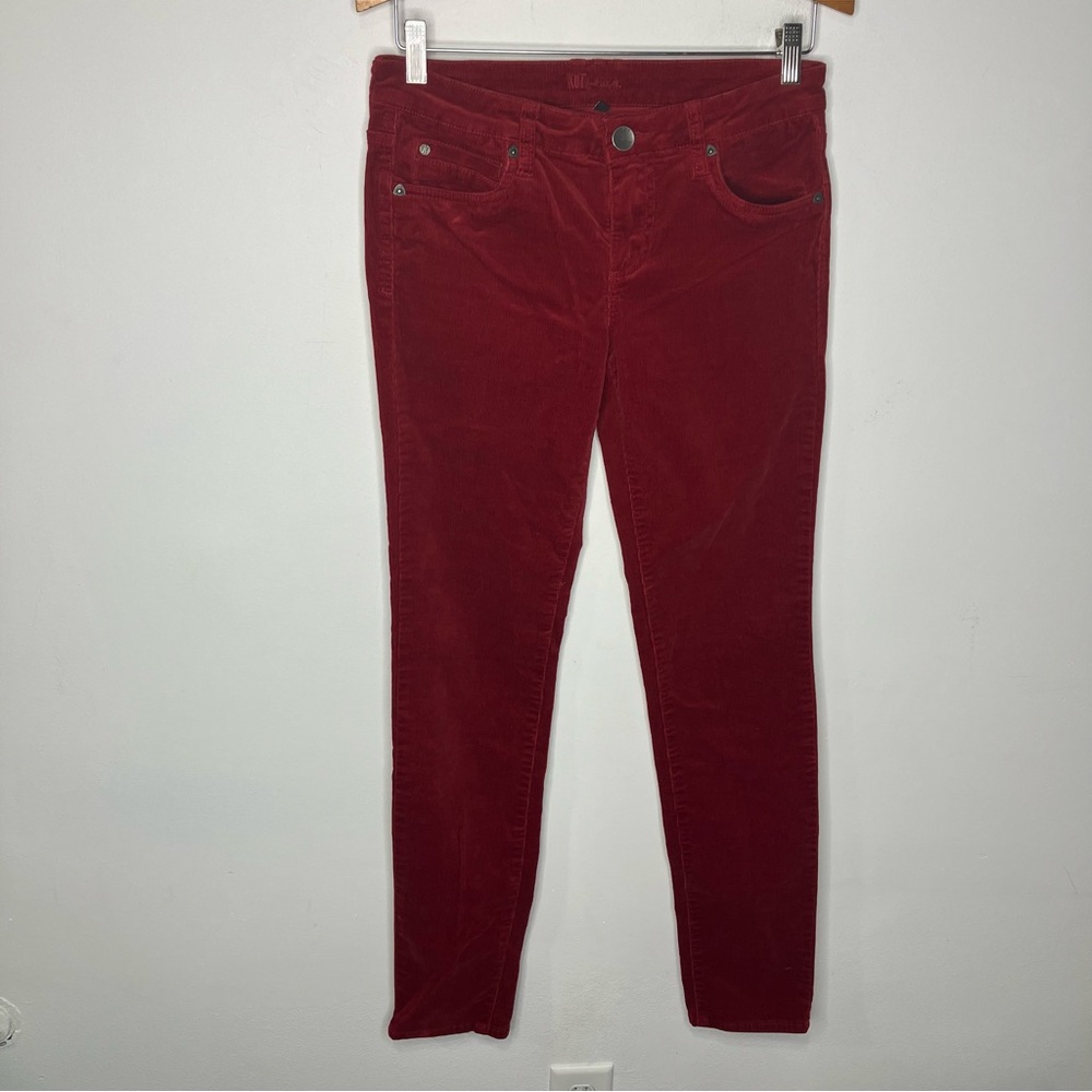 Kut from the Kloth dark red corduroy skinny pants women's size 6 winter boho